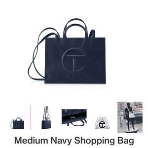 Telfar medium navy shopping bag